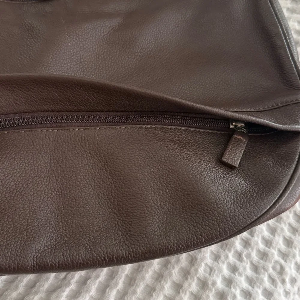 Hampton Potter Genuine Cowhide Brown Leather Shoulder Bag concealed compartment